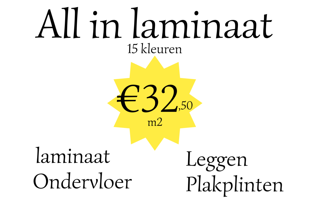 Laminaat €32,50 all in